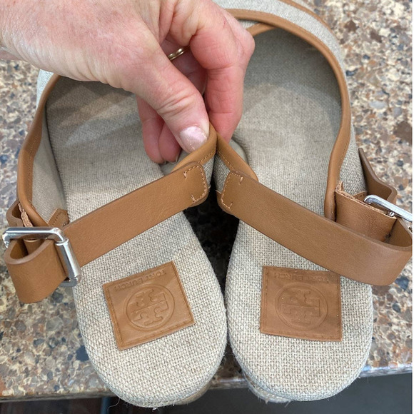 Tory Burch Tan Espadrilles Size 9 Wedge Majorca Sandal - Picture 4 of 9